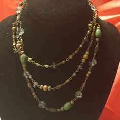 Hobo Beaded Glass Gunmetal Necklace Three-Layered New Lot3a23 Bohemian Glass Necklaces, Fashion Accessory Glass Beaded Necklaces, Colorful Glass Bead Necklaces, Elegant Turquoise Metal Beaded Necklace, Gunmetal Necklace, Multilayer Necklace, Three Layer, Jewelry Inspo, Womens Jewelry Necklace