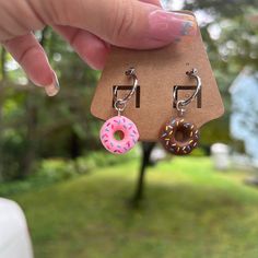 Donut Earrings. Never Worn. Polymer Clay Donut, Clay Donut, Donut Earrings, Donuts Earrings, Pink Brown, Donuts, Pink Ladies, Polymer Clay, Jewelry Earrings