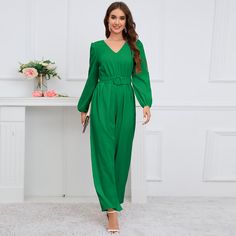 Women's Overall Jumpsuits Tie Lace up Overall Long Sleeve Straight Jumpsuit Party Wedding Jumpsuit V-neck Solid Color Jumpsuit For Party, Chic Fitted Jumpsuit For Banquet, Elegant Fitted Jumpsuits And Rompers For Banquet, Elegant Fitted Jumpsuits For Banquet, Solid Long Sleeve Pantsuit For Party, Fitted Pantsuit For Party, Fitted Jumpsuits And Rompers For Summer Banquets, Fitted Jumpsuits And Rompers For Summer Banquet, Summer Banquet Fitted Jumpsuits And Rompers