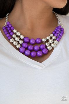 Paparazzi Accessories - Dream Pop - Purple Necklace - Bling by JessieK Diy Bead Jewelry, Paparazzi Jewelry Images, Jewellery Advertising, Sparkle Fashion, Necklace With Name, Rings Beads, 50 Womens Fashion, Bracelet Craft, Metal Pendants