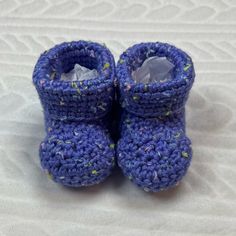 Handmade Crochet Baby Shoes Size: New Born (3.5 In X 2.5 In) Material: Cotton / Acrylic Fibers - Dot Design Color: Purple/Blue Each Pair Is Handmade - Size My Vary A Bit Per Pair Made In A Pet Free And Smoke Free Home! Cleaning Recommendation: Gentle Hand Wash Or Clean With A Damp Cloth For Spot Cleaning. Machine Wash On Delicate. Air Dry To Avoid Loose Threads. Restuff With Tittle Paper To Maintain Shape. Please View Closet For Any Current Bundle Offers! Baby Boy Slippers, Dinosaur Slippers, Monster Slippers, Unicorn Slippers, Boys Slippers, Bunny Slippers, Pink Dinosaur, Booties Shoes, Baby Shoe Sizes