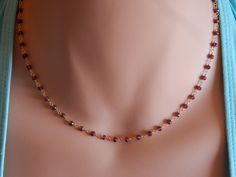 "Garnet necklace personalized January birthstone necklace garnet rosary gold January necklace gold choker necklace genuine garnet red garnet This beautiful round faceted genuine garnet rosary has a sparkling touch due to the cut of the stones that reflect the light! Garnet is the birthstone for January. This necklace is great for everyday wear. It's also perfect piece for a layered look with other necklaces as shown in the pictures. This listing is only for the garnet rosary. If you want to matc Garnet Necklaces With Faceted Beads For Gifts, Gold Ruby Single Strand Jewelry, Gift Jewelry With Garnet And Faceted Beads, Gift Jewelry With Faceted Garnet Beads, Garnet Jewelry With Faceted Beads For Gift, Garnet Jewelry With Faceted Beads As A Gift, Garnet Jewelry With Round Beads For Gifts, Garnet Round Beads Jewelry For Gifts, Gold Garnet Jewelry With Gemstone Beads