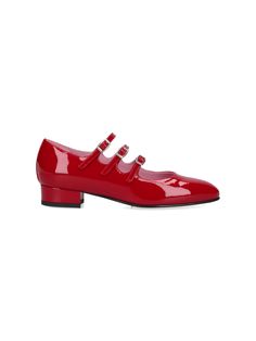 Carel Mary Jane "Ariana" in red patent leather with round toe, top strap closure, square heel, leather sole. Composition: 100% Leather