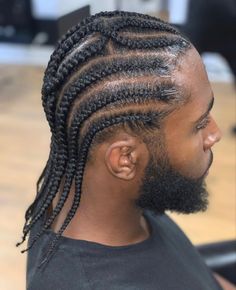 black men stitch braids with designs Stitch Braids With Designs, Braids With Designs, Curly Crochet Hair Styles, Dreadlock Hairstyles For Men, Curly Hair Photos