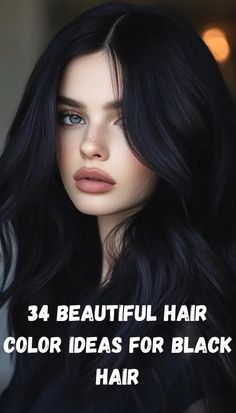 Discover 34 stunning hair color ideas specifically for black hair. This guide showcases a variety of shades and techniques, from rich jewel tones to subtle highlights, allowing you to express your individuality. Whether you're looking for a bold change or a refined update, there's something here for you. Fall Color For Black Hair, Black Hair With Tint Of Blue, Espresso Brown Highlights On Black Hair, Hair Highlights In Black Hair, Coloring Over Black Dyed Hair, Matte Black Hair Color, Midnight Black Hair Color, Hair Color On Mexican Women, Soft Black Hair With Dimension