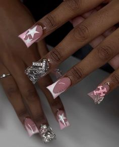 pink nails duck nails Zebra Duck Nails, Nail Inspiration Black, Pink Duck Nails, Nails Inspiration Black, Nails Duck, Pink Duck, French Acrylic Nails