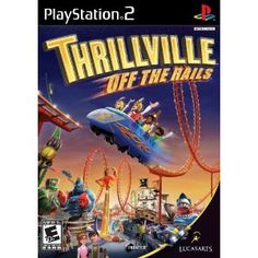 the game cover for thrillville off the rails with an amusement park in the background