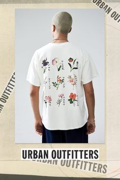 Elevate your t-shirt collection with this graphic tee. Cut from a cotton jersey featuring a crewneck, drop shoulders, short sleeves and an oversized boxy fit. Complete with floral prints to chest and reverse. Content + Care 100% Cotton Machine wash Imported Size + Fit Model is 186cm/6'1" and wearing size Medium Use our size guide to check how this product fits | Urban Outfitters UO Multi Flower Tee in White, Men's at Urban Outfitters Casual Streetwear Floral Print Tops, Urban Outfitters Relaxed Fit T-shirt For Spring, Casual Floral Print Tops For Streetwear, Urban Outfitters Letter Print T-shirt For Summer, Urban Outfitters Letter Print T-shirt For Spring, Urban Outfitters White Graphic T-shirt, Urban Outfitters White T-shirt With Graphic Print, Urban Outfitters White Graphic Print T-shirt, Urban Outfitters Summer Text Print T-shirt