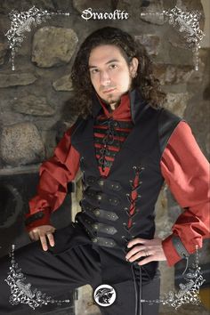 Hercule Doublet Medieval Jacket Renaissance Vest for Men - Etsy Fitted Gothic Vest For Halloween, Steampunk Vest For Halloween Cosplay, Gothic Vest For Halloween Costume Party, Medieval Style Black Vest For Larp, Black Medieval Vest For Larp, Gothic Vest For Halloween Cosplay, Fitted Vest For Larp And Halloween, Black Gothic Costume Vest, Gothic Black Vest For Costume