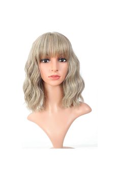 FAELBATY Blond Wig Short Bob Wigs With Air Bangs Shoulder Length Women&#39;s Wig Curly Wavy Synthetic Cosplay Wig for Girl Costume Wigs Mix Khaki Blonde Gold color Blond Wig, Air Bangs, Wig Curly, Wig Short, Short Bob Wigs, Costume Wigs, Cosplay Wig, Womens Wigs, Hairstyles Short