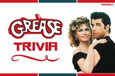 the movie poster for grease is shown in red, white and blue colors with an image of two people