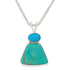 Jay King Sterling Silver Multicolor Turquoise Pendant with 18" Chain   For fans of American-mined turquoise, this pretty pendant is for you! The simple piece features beautiful blue Sleeping Beauty turquoise and green Tyrone turquoise from the American Southwest. From Jay King.       Pendant approx. 1-1/4"L x 3/4"W     Necklace approx. 18"L x 1/16"W with 2-3/4" extender     Stamped .925     Split, tapered bail     Pendant has blue oval of Sleeping Beauty turquoise stacked atop flaired, freeform Nickel-free Turquoise Pendant Necklace, Turquoise Dangle Necklace, Nickel-free Blue Turquoise Round Pendant Necklace, Nickel-free Blue Turquoise Necklace With Round Pendant, Nickel Free Blue Turquoise Necklace With Round Pendant, Blue Turquoise Pendant Necklace With Lobster Clasp, Blue Turquoise Necklace With Large Oval Pendant, Turquoise Dangle Nickel-free Necklace, Turquoise Dangle Necklace Nickel Free