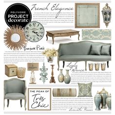 a collage of furniture and decor items with the words project elegance written below it