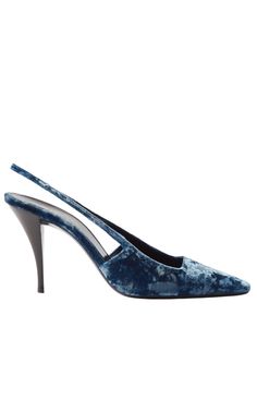 The Blade slingback pumps are made from glamorous plush velvet and feature square toes and sculptural 90mm stiletto heels.Closure: elasticated strapUpper: velvetLining: leatherSole: leather insole and soleToe shape: pointed toeMade in Italy Blue Runway, Shoes Runway, Chevron Jewelry, Luxury Designer Shoes, Stiletto Pumps, Boots And Sneakers, Slingback Pump, Casual Boots, Luxury Designer