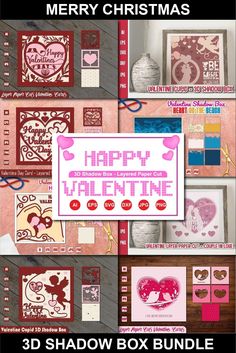 valentine's day card making kit with the text happy valentine in pink and red