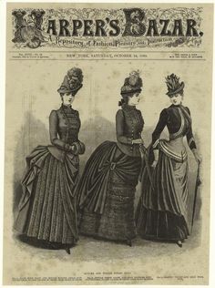 an old fashion magazine with three women in dresses