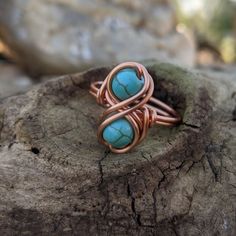 Turquoise (dyed magnesite) infinity ring wire wrapped in non tarnish coated copper. Cute western boho jewelry for spring and summer. Choose the large 6mm stones for a statement piece or the small 3mm stones for a daintier look. Custom made to order in any USA size 4-14 including half and quarter sizes. Bohemian Hand Forged Turquoise Ring, Adjustable Turquoise Copper Jewelry, Bohemian Hand Wrapped Copper Wire Rings, Bohemian Turquoise Wire Wrapped Rings, Adjustable Rustic Turquoise Ring, Bohemian Copper Rings, Bohemian Adjustable Wire Wrapped Rings, Rustic Adjustable Turquoise Ring, Boho Western Jewelry