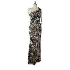 Mac Duggal | Dresses | Mac Duggal One Shoulder Floral Embroidered Sequin Gown Dress Sz 2 Nwt 45974 | Poshmark