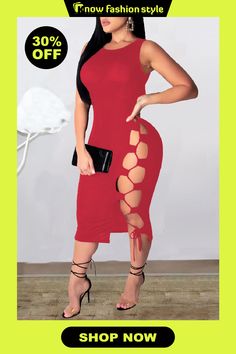 Red Sexy Solid Hollowed Out Strap Design O Neck One Step Skirt Dresses Strap Design, Club Dresses, Wholesale Fashion, First Step, Dresses Online, Dress Skirt, Skirt, Red, Dresses