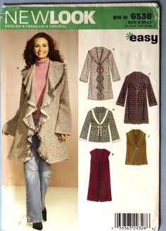 a woman's coat and jacket sewing pattern from the new look book, easy to sew