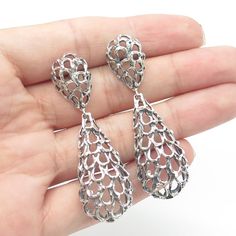 Great vintage condition. Push backs are not included.  925 Sterling Silver Vintage Ornate Dangling Earrings  Weight: 9.0g   WELCOME TO PAWN SHOP We are an actual pawn shop and have been in business for over 25 years. Since 1990, our establishment has been serving a variety of clients by providing them with short term cash solutions and options of liquidity regarding their treasured heirlooms. Acknowledging that today′s customers are very sophisticated and are looking for a variety of investments Vintage Silver Teardrop Clip-on Earrings, Formal Silver Drop Clip-on Earrings, Silver Teardrop Metal Clip-on Earrings, Silver Clip-on Earrings For Jewelry Making, Silver Clip-on Drop Earrings, Silver Dangle Clip-on Earrings For Anniversary, Silver Plug Earrings For Formal Occasions, Silver Drop Clip-on Earrings For Jewelry Making, Ornate Silver Clip-on Jewelry