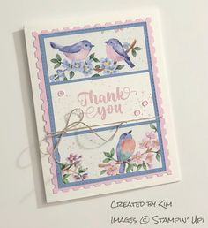 a thank you card with two birds on the front and one bird on the back