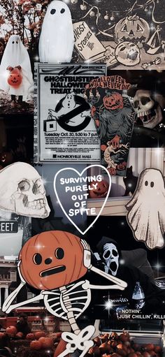 a collage of halloween stickers and decorations