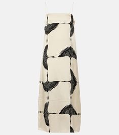 Silk Printed Midi Dress For Evening, Spring Silk Midi Dress With Print, Silk Evening Dress With Print, Printed Viscose Midi Dress, Elegant Printed Rayon Dresses, Chic Printed Viscose Midi Dress, Chic Printed Silk Maxi Dress, Sleeveless Silk Printed Midi Dress, Sleeveless Silk Midi Dress With Print