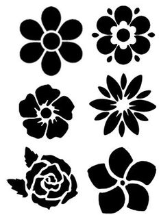 black and white silhouettes of flowers