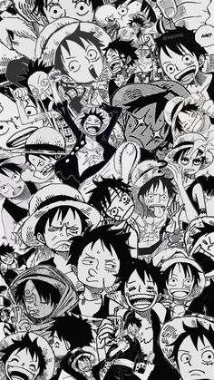 an image of many cartoon characters in black and white