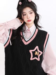 ❤︎American retro college style star vest knit❤︎

⚠Please allow 2 weeks for️products to be shipped Star Vest, Vest Knit, Style Star, Retro Mode, College Style, Niche Design, College Fashion, Knitwear Women, Star Fashion