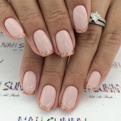 . Shellac Nail Designs, Rose Gold Nail Art, Rose Gold Nails Design, French Manicure Designs, Gold Nail Designs, Gold Nail Art, Rose Gold Nails, Shellac Nails