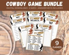 cowboy game printables for kids and adults