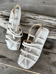 Strappy Flat leather sandals with padded leather insole and tiny buckle. Super comfy Size 7 Flat Leather Sandals, Strappy Flats, Flat Mules, Leather Sandals Flat, Mule Sandals, Sample Sale, Boot Shop, Pumps Heels, Leather Sandals