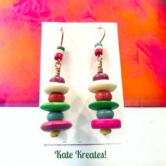 Your jewelry box needs these BOHEMIAN 'PEACEFUL EASY FEELING' inspired earrings artisan-made with COLORFUL WOOD AND GLASS BEADS, and PURE COPPER FINDINGS & EAR WIRES. This piece is much simpler than most in the shop, but simple as it may be, each bead in this pretty pair contributes its own POP 💥 of COLOR, infusing the earrings with a playful and VIBRANT 💜charm 💜. Own a piece of wearable art 🖼️, meticulously crafted and as unique as you are. I never duplicate creations, ensuring you possess an exclusive, one-of-a-kind piece. Each item in my collection carries its own story, starting with an idea and merging seamlessly with your individuality. #ArtisanCraftedEarrings #ArtisanCraftedJewelry #ArtisanEarrings #ArtisanJewelry #ArtisanMadeEarrings #ArtisanMadeJewelry #ArtisticCraftsmanship # Peaceful Easy Feeling, Feeling Inspired, Earrings Colorful, Artisan Earrings, Wood Earrings, Pure Copper, Wood Beads, Artisan Jewelry, Ear Wires