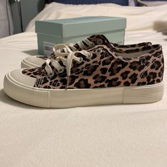 New In Box, Never Worn, Cheetah Print Sneakers. Leopard Print Low-top Sneakers With Speckled Midsole, Casual Low-top Leopard Print Sneakers, Trendy Leopard Print Lace-up Sneakers, Casual Leopard Print Lace-up Sneakers, Trendy Brown Sneakers With Speckled Midsole, Cheetah Print Sneakers, Cheetah Sneakers, Black Slip On Sneakers, Converse Style