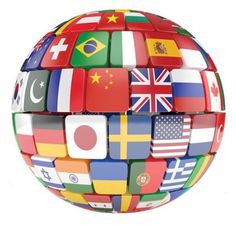 a sphere with flags of different countries on it