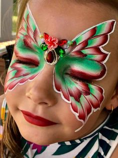 Reindeer Face Paint, Christmas Butterfly, Henna Paint, Reindeer Face, Winter Face