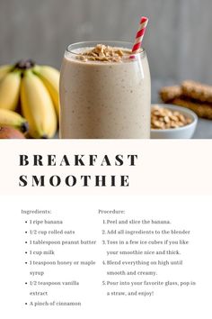 Smoothie Breakfast for weight loss 🌿• I'm helping You Lose Weight on Home so gym problem solved. Shop Now👇🏻  #weightloss #bodyfitness #womenfitness #fitness #workout #bodytransformation #homeworkout #instagram #trending #viral #bodyfitness #homeexercise Oatmeal With Banana Breakfast, Oatmeal Breakfast Shakes Healthy, Filling Breakfast Smoothie Healthy, What To Eat With Oatmeal, Oatmeal Breakfast Smoothie Healthy, Smoothie Recipes Filling, Peanut Butter Banana Oat Smoothie, Breakfast Smoothie With Oats, Banana Oat Smoothie Recipe