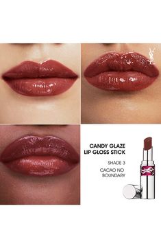 What it is: A jelly lip gloss stick with the glassy shine of a gloss, but the care of a balm. Who it's for: Ideal for all skin types.What it does: The nonsticky formula melts on lips for more moisturized, juicy-looking lips. Treat your lips to the ultimate hydration and high shine with Candy Glaze Lip Gloss Stick. Infused with hyaluronic acid and pomegranate, this click-format gloss delivers plumper, moisturized lips that last. It's sweet, subtle fragrance and easy-to-use design make it a must-h True Autumn Lipstick Colour, Frosty Lipstick, 90s Lip Combo, Black Lip Gloss, High End Makeup Products, Lip Gloss Stick, Jelly Lip Gloss, Moisturized Lips, Dark Lip