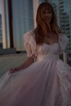 Pink Sweetheart Collar Sparkling Lantern Sleeve Corset Party Dress With Elegant And Beautiful Floor To Ceiling Style Evening Gown Corset Party Dress, Ringing In The New Year, Sparkling Rose, Floor To Ceiling, Blooming Rose, The Drama, Wedding Veils, Lantern Sleeve, The Train