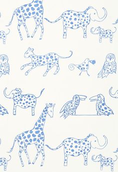 blue and white giraffes on a white background