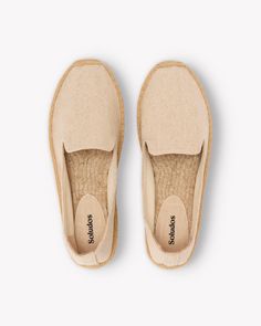 The Smoking Slipper - Core - Natural Undyed - Women's – Soludos Slip-on Espadrilles With Textured Footbed For Vacation, Casual Natural Color Slip-ons For Spring, Casual Natural Espadrilles With Removable Insole, Beige Espadrilles With Woven Sole And Flat Heel, Beige Slip-on Espadrilles With Textured Sole, Beige Flat Slip-ons With Woven Sole, Beige Slip-ons With Woven Sole, Beige Espadrille Slip-ons, Classic Summer Slip-ons With Cushioned Footbed