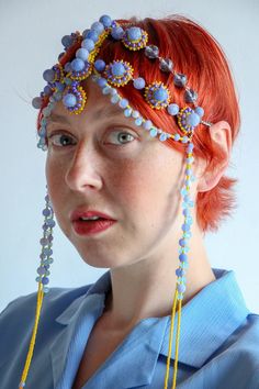 Blue Yellow Hair Jewelry Forehead Headpiece Made of Agate - Etsy Lithuania Festival Adjustable Embellished Headpieces, Blue Yellow Hair, Nemo Makeup, Adjustable Blue Festival Headpieces, Handmade Adjustable Multicolor Headpieces, Blue Adjustable Whimsical Headpiece, Whimsical Blue Adjustable Headpiece, Beaded Headdress, Agate Art