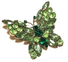 Vintage Weiss Large Butterfly Brooch Emerald Green Rhinestone Crystals Signed  | eBay Rhinestone Costumes, Vintage Rhinestone Jewelry, Walmart Jewelry, Butterfly Pin, Insect Jewelry, Antique Brooches, Butterfly Jewelry, Butterfly Brooch, Vintage Jewels