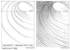 three different views of the same wave, each with their own point of view in it