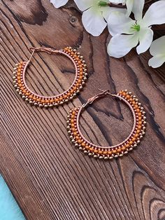 Listing includes one stunning pair of handmade beaded hoop earrings as seen in the images above.  Perfect for everyday wear! Corpus Christi Tx, Fancy Beads, Beading Wire, Beaded Hoop Earrings, Beaded Hoops, Bead Jewelry, Brick Stitch, Circle Earrings, Jewelry Earrings Hoops