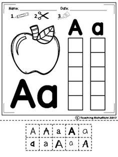 worksheet for beginning and ending the letter a to z with an apple on it