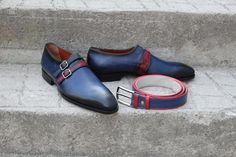 Elevate your shoe game with these bespoke leather handmade shoes. Made with genuine leather, these oxfords come in Black , and are available in all US, UK, EU, and AU sizes. The comfortable insole and standard shoe width make them perfect for any occasion. Designed with a solid pattern and lace-up closure, these handmade shoes are a vintage addition to any wardrobe. The leather outsole adds durability and longevity to these unique boots. Customize them to your liking with personalization options available. Get ready to step out in style with these one-of-a-kind handmade leather shoes. Blue Leather Monk Strap Shoes With Brogue Detailing, Blue Leather Monk Strap Shoes With Plain Toe, Blue Leather Monk Strap Shoes, Blue Monk Strap Shoes With Brogue Detailing For Business, Monk Shoes, Unique Boots, Bespoke Shoes, Handmade Leather Shoes, Mens Oxfords