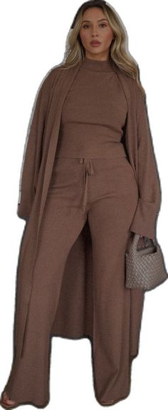 Brown Knit Cardigan, Knit Lounge Set, Lounge Looks, Fitted Cardigan, Outfits 2023, Online Clothing Boutiques, Soft Sweater, Oversized Cardigan, Lounge Set